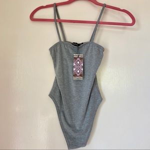 NWT boohoo grey bodysuit